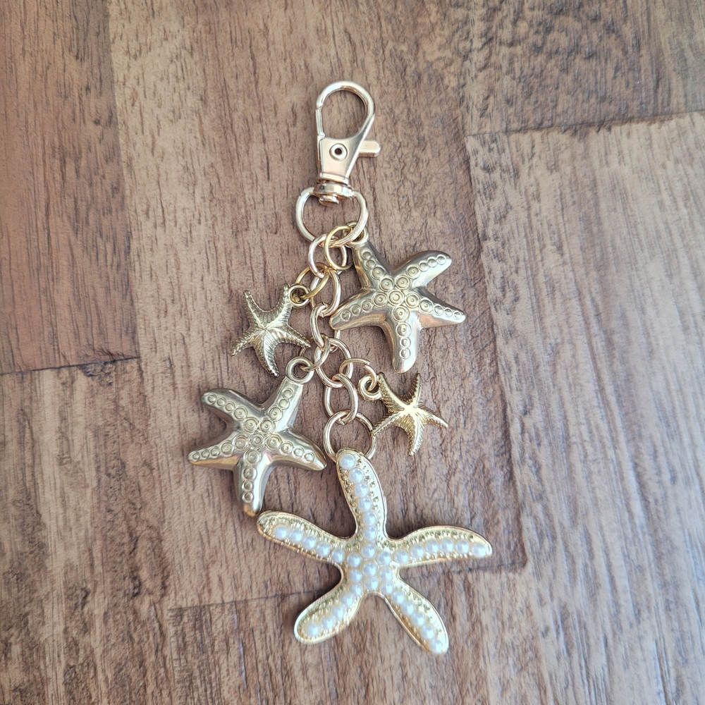 New Gold Tone Starfish Purse Charm